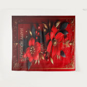 Red Flowers Decorative Holiday Backdrop Wandkleed (Voorkant (horizontaal))