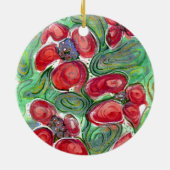 Red Flowers Fantasy Keramisch Ornament (Achterkant)