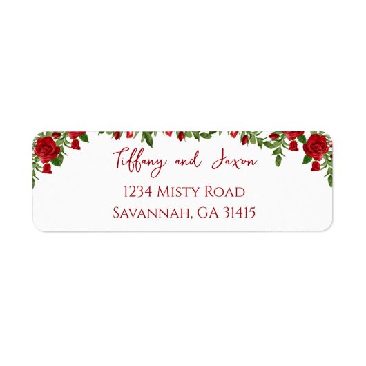Red Flowers Modern Elegance Romantic Address Etiket (Voorkant)