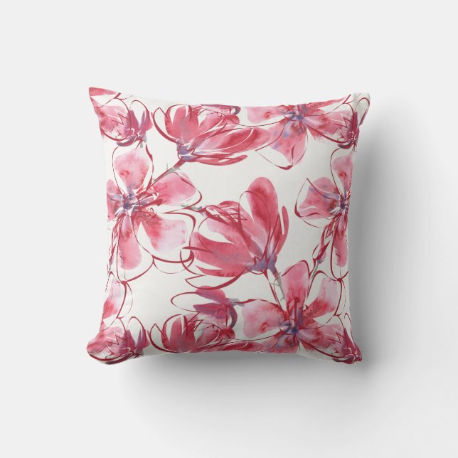 Red Flowers Outdoor Pillow Buitenkussen (Voorkant)