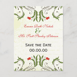 Red Flowers Save the Date Briefkaart