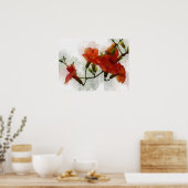 Red Flowers Waterverf Art Poster (Keuken)
