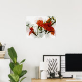 Red Flowers Waterverf Art Poster (Thuiskantoor)