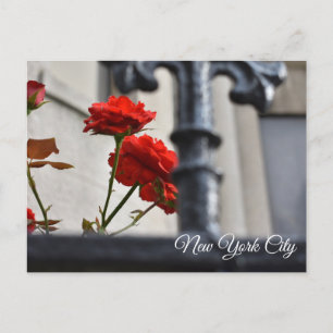 Red Flowers woedde Iron New York City fotografie Briefkaart