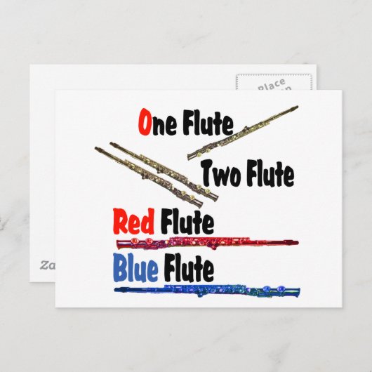 Red Flute Blue Flute Briefkaart (Voorkant / Achterkant)