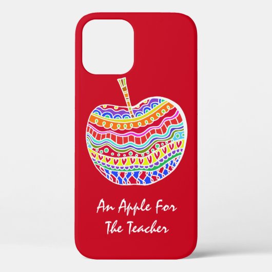 Red Folk Art Apple Teacher's Case-Mate iPhone Case (Achterkant)