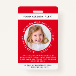 Red Food Allergy Alert Foto Badge