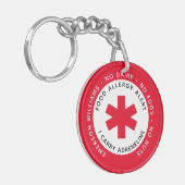 Red Food Allergy Alert Sleutelhanger (Voorkant Links)