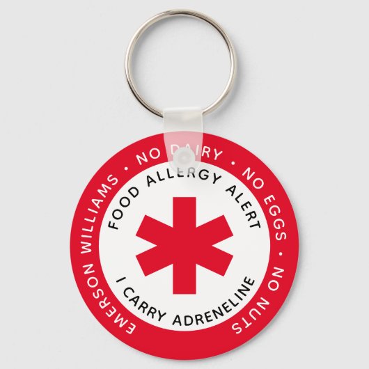 Red Food Allergy Alert Sleutelhanger (Voorkant)