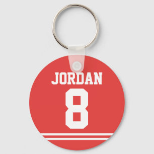Red Football Jersey met nummer Sleutelhanger