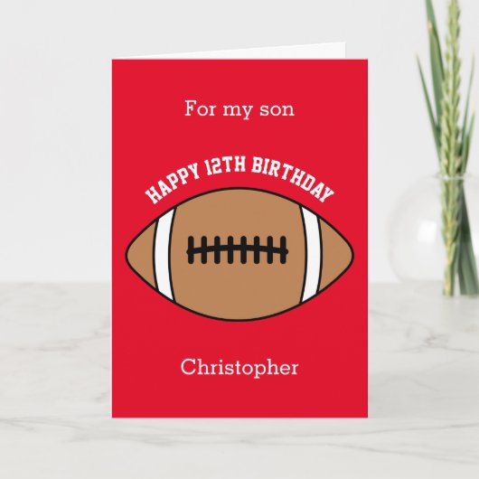 Red Football Sport 12e carte d'anniversaire (Devant)