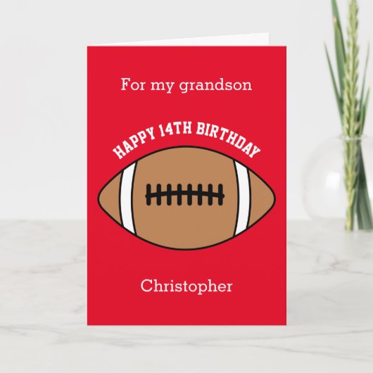 Red Football Sport 14e carte d'anniversaire (Devant)
