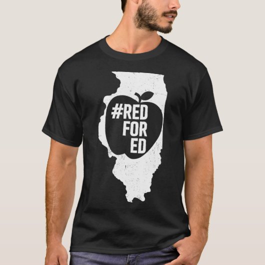 Red For Ed Illinois State Apple Teacher RedforEd T-shirt (Voorkant)