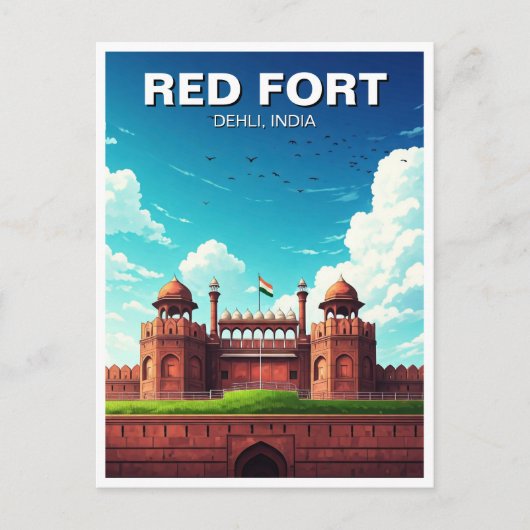 Red Fort Dehli India Reissouvenir Briefkaart (Voorkant)