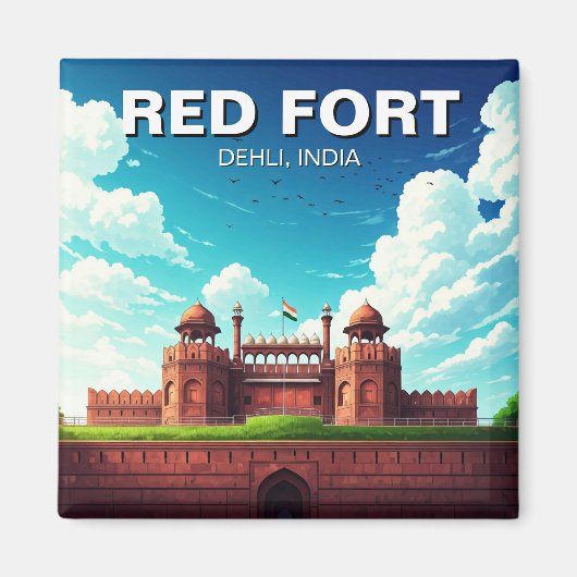 Red Fort Dehli India Reissouvenir Magneet (Voorkant)