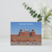 red fort delhi briefkaart (Staand voorkant)