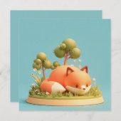Red Fox 3D Clay Style Forest Meadow Postcard (Voorkant / Achterkant)