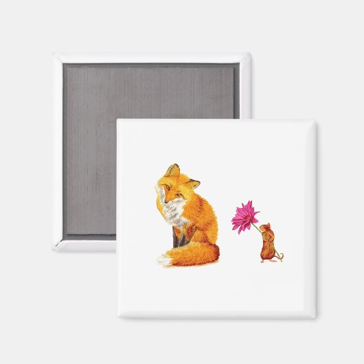 Red Fox and Mouse Friends Magnet (Recto/Verso)