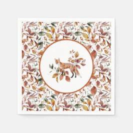 Red Fox Autumn Fall Leaves Patroon Servet