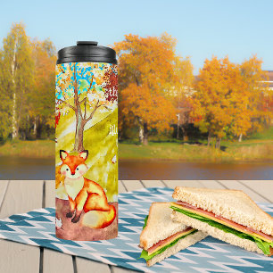 Red Fox Autumn Gepersonaliseerd Inspirerend Thermosbeker