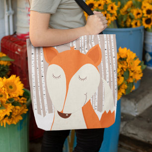 Red Fox Birch Trees Art van Jess Draagtas