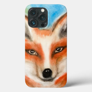 Red Fox Blue Artistic Woodland Animal Whimsical iPhone 13 Pro Hoesje