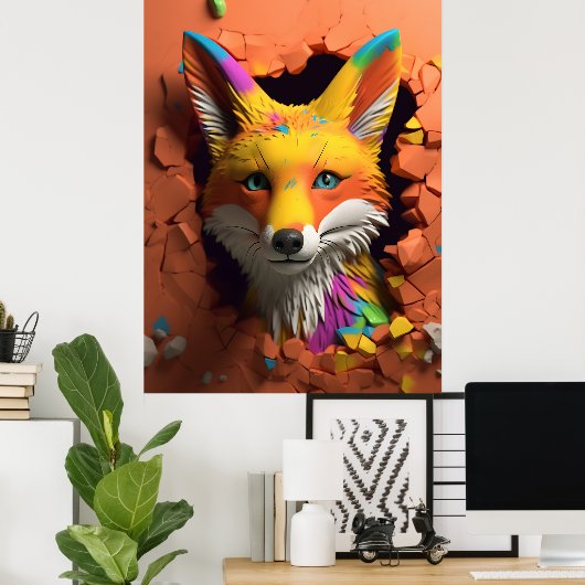 Red Fox Break Out Imprimer Poster Artwork Mural (Bureau à domicile)