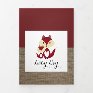 Red Fox Burlap, 5 Foto Collage Baby Birth Drieluik Aankondiging