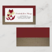 Red Fox Burlap Baby shower Gift Registry Informatiekaartje (Voorkant / Achterkant)