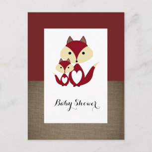 Red Fox Burlap Baby shower Invitation Uitnodiging Briefkaart
