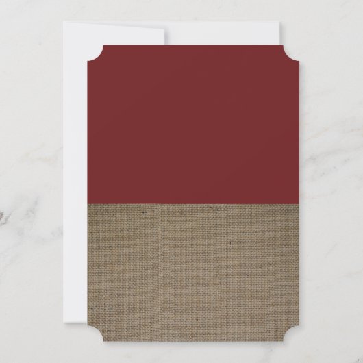 Red Fox Burlap Baby shower Kaart (Achterkant)