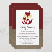 Red Fox Burlap Baby shower Kaart (Voorkant / Achterkant)