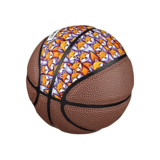 Red fox cartoon doodle aangepaste naam schattige d basketbal (Schuin)