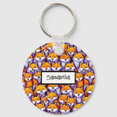 Red fox cartoon doodle aangepaste naam wild animal sleutelhanger (Voorkant)