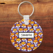 Red fox cartoon doodle aangepaste naam wild animal sleutelhanger (Voorkant)