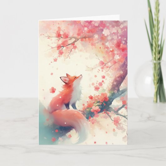 Red Fox Cherry Blossom Tree Kaart (Voorkant)