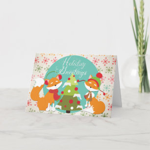 Red Fox Christmas Holiday Greeting Kaart