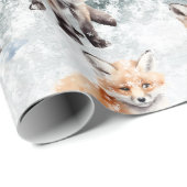 Red Fox Cubs Snowy Winter Scene Cadeaupapier (Rol Hoek)