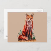 Red Fox Drawing Animal Kunstpotlood Schets Foxy Briefkaart (Voorkant / Achterkant)