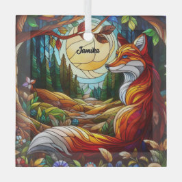 Red Fox en zon en bos Glas Ornament