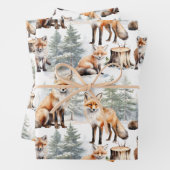 Red Fox familie in het bos Inpakpapier Vel (In situ)