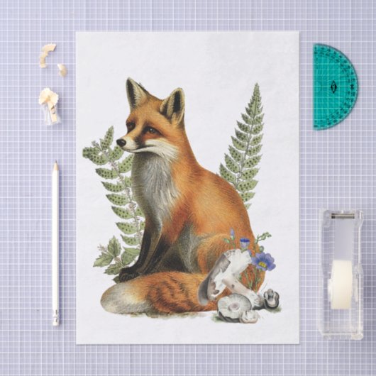 Red Fox Fern Mushroom Woodland Forest Decoupage Tissuepapier (Craft)