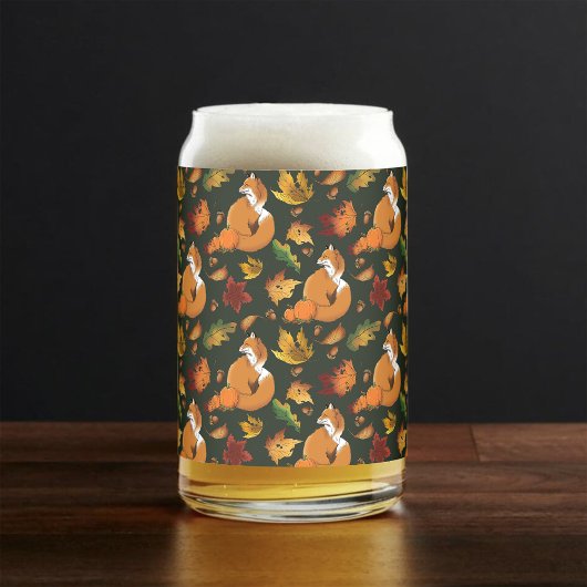 Red Fox Feuilles Acorns Green