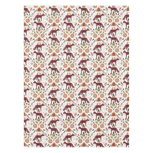 Red Fox Folk Art tafelkleed | Rustieke Herfst Oogs (Voorkant)