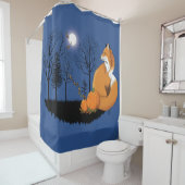 Red Fox Forest pompoenen Douchegordijn (In situ)