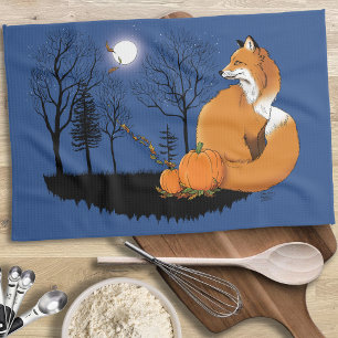 Red Fox Forest pompoenen Theedoek