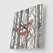 Red Fox Foxes Gray Winter Forest Clock Vierkante Klok (Hoek)