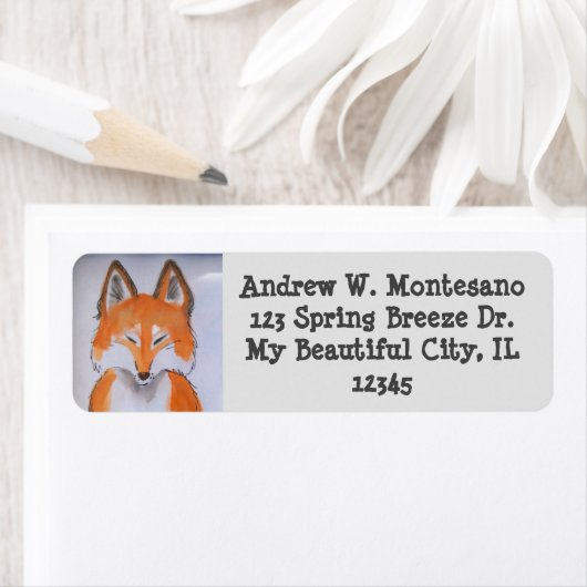 Red Fox Gray Wildlife Animal Art personaliseren Etiket (Insitu)