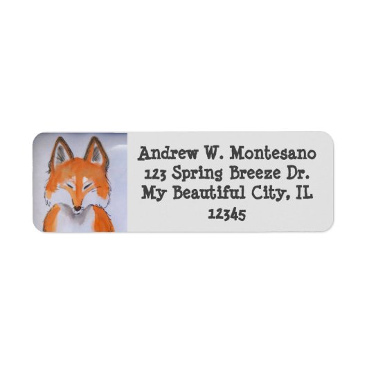 Red Fox Gray Wildlife Animal Art personaliseren Etiket (Voorkant)