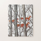 Red Fox Grey Forest Woods Jigsaw Puzzle difficile (Vertical)